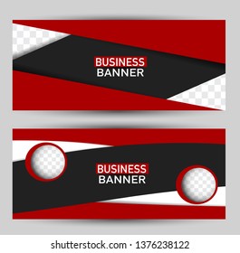 Banner for advertisement. Flyer design or web template set. Vector illustration commercial promotion background. Red and black color.