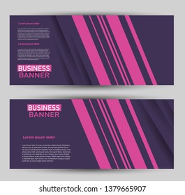 Banner for advertisement. Flyer design or web template set. Vector illustration commercial promotion background. Purple and pink color.
