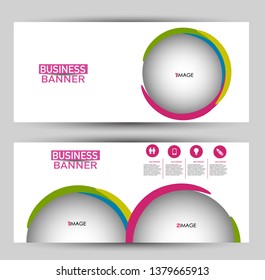 Banner for advertisement. Flyer design or web template set. Vector illustration commercial promotion background.