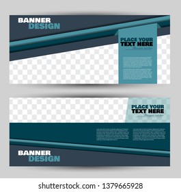 Banner for advertisement. Flyer design or web template set. Vector illustration commercial promotion background. Blue color.