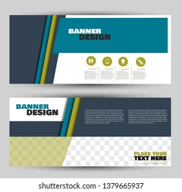 Banner for advertisement. Flyer design or web template set. Vector illustration commercial promotion background. Blue and green color.