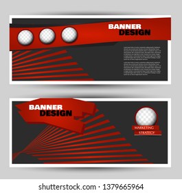 Banner for advertisement. Flyer design or web template set. Vector illustration commercial promotion background. Black and red color.