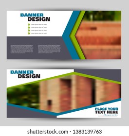Banner for advertisement. Flyer design or web template set. Vector illustration commercial promotion background. Green and blue color.