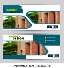 Banner for advertisement. Flyer design or web template set. Vector illustration commercial promotion background. Green and blue color.