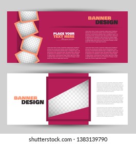 Banner for advertisement. Flyer design or web template set. Vector illustration commercial promotion background. Pink and orange color.