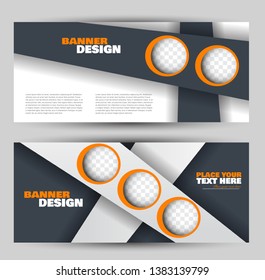 Banner for advertisement. Flyer design or web template set. Vector illustration commercial promotion background. Orange and grey color.