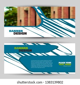Banner for advertisement. Flyer design or web template set. Vector illustration commercial promotion background. Green and blue color.
