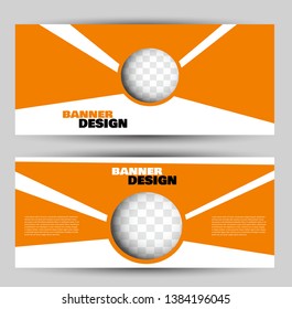 Banner for advertisement. Flyer design or web template set. Vector illustration commercial promotion background. Orange color.