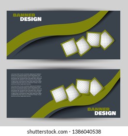 Banner for advertisement. Flyer design or web template set. Vector illustration commercial promotion background. Grey and green color.