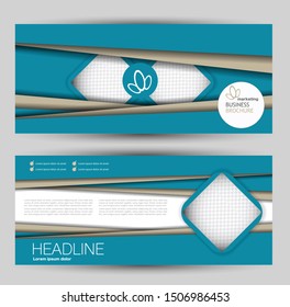 Banner for advertisement. Flyer design or web template set. Vector illustration commercial promotion background. Blue and brown color.