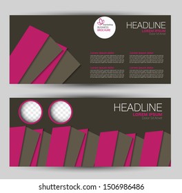 Banner for advertisement. Flyer design or web template set. Vector illustration commercial promotion background. Pink and brown color.