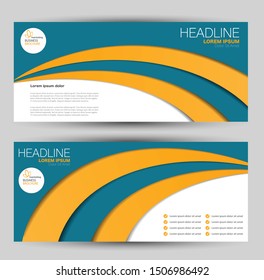 Banner for advertisement. Flyer design or web template set. Vector illustration commercial promotion background. Blue and orange color.