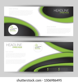 Banner for advertisement. Flyer design or web template set. Vector illustration commercial promotion background. Green and black color.