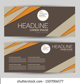 Banner for advertisement. Flyer design or web template set. Vector illustration commercial promotion background. Brown and orange color.