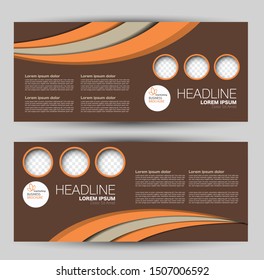 Banner for advertisement. Flyer design or web template set. Vector illustration commercial promotion background. Brown color.