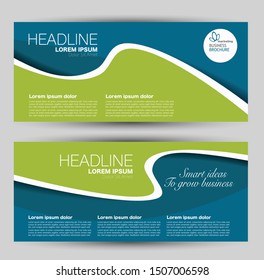 Banner for advertisement. Flyer design or web template set. Vector illustration commercial promotion background. Blue and green color.