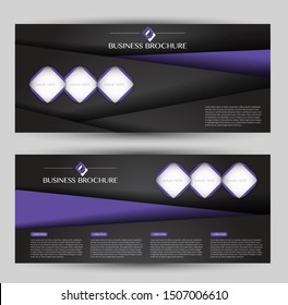 Banner for advertisement. Flyer design or web template set. Vector illustration commercial promotion background. Purple and black color.