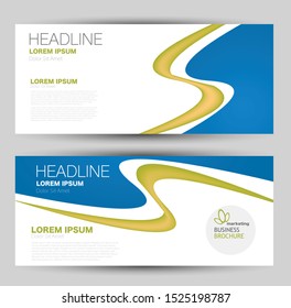 Banner for advertisement. Flyer design or web template set. Vector illustration commercial promotion background. Blue and green color.