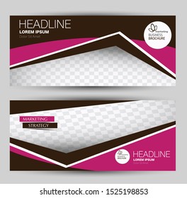 Banner for advertisement. Flyer design or web template set. Vector illustration commercial promotion background. Pink and brown color.