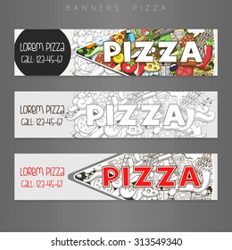 Banner advertisement pizza design vector illustration,black and white,abstract,pizza