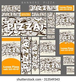 Banner advertisement pizza design vector illustration,black and white,abstract,pizza