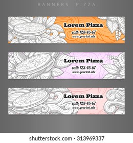Banner advertisement pizza design vector illustration,
black and white,
abstract,
pizza