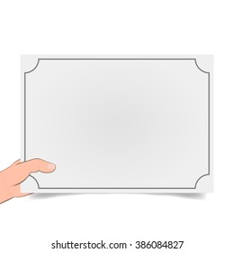  Banner advertising and posters. hands holding paper isolated on white. Hand holding blank paper, vector