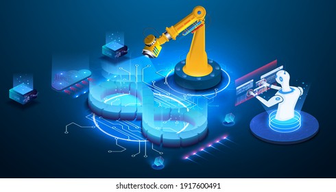 Banner of  AI DevOps concept. Development operations, continuous process of software production and administration. Automation cycles software construction 3d vector line art web banner