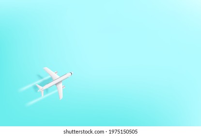 Cartel con un avión en el cielo. Ilustración vectorial de vacaciones