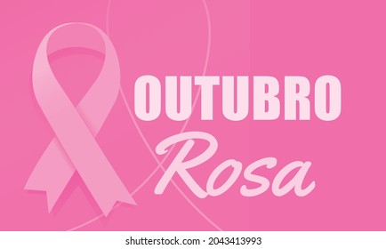 Banner alluding to pink October (Outubro Rosa). Breast Cancer Awareness Month. Pink background