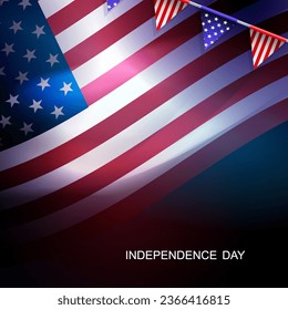 Banner with America flag, national symbol of USA, isolated garland.