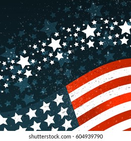 Banner with American flag and abstract texture. Template for the design of your project. Vector illustration.