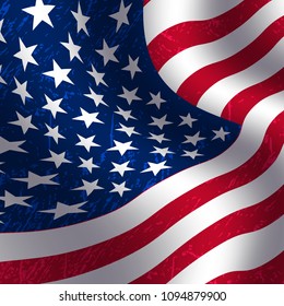 Banner. American flag vector illustration. Usa independence day background. Happy american holiday poster. Happy memorial day poster. Independence day design.
