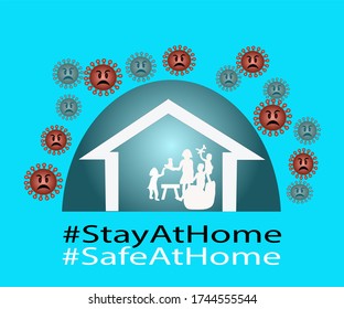 Banner appeals to remain at home because it is safer from the dangers of covid-19