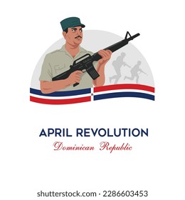 Banner for the April Revolution, also known as the Dominican Civil War in Santo Domingo, Dominican Republic. April 24, flag, flat colors