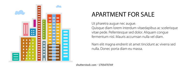 Banner of an architectural metropolis, modern big city with buildings and skyscraper, city financial center , vector illustration