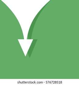 Banner with arrow down vector. Downhill pointer direction illustration