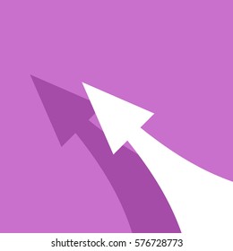 Banner with arrow up shadow vector. Growth and achievement development illustration