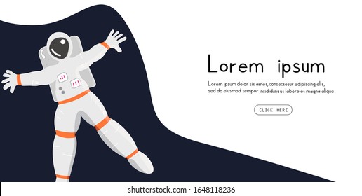 Banner with an astronaut in space for advertising on sites, presentations