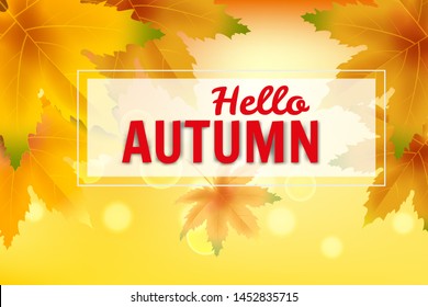 Banner autumn falling leaves template background. Yellow and brown colorful foliage. Banners, flyers, presentations. Vector illustration