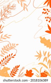 Banner with autumn leaves and berries. For design and advertising.