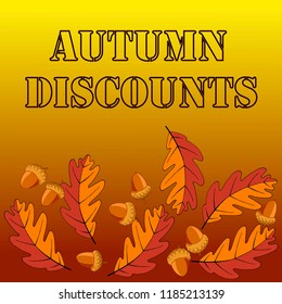 banner with autumn leaves, discount card