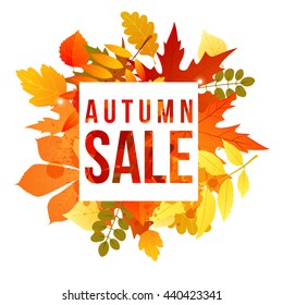 banner with autumn leaves and type design