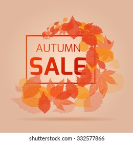 Banner for the autumn sales and discounts with whirlpool autumn leaves