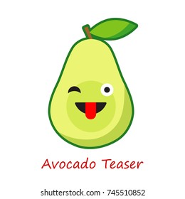 Banner Avocado Emotions. Cute cartoon. Vector illustration.