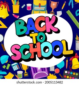 A banner back to school with a place to insert text. Vector illustration in a flat style.