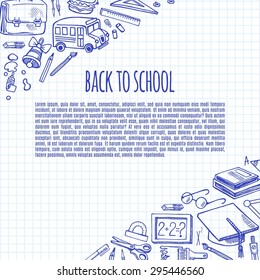 Banner back to school tools sketch icons design illustration. Background School.