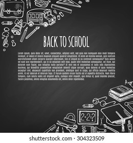 Banner back to school tools sketch icons design illustration. Background School.