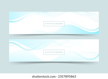  banner background, 2 color, blue and white, wave effect, 2 set collection . eps 10