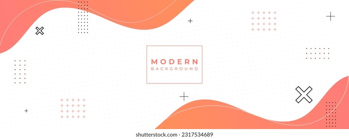 banner background , 2 color, gradation orange and yellow, wave, memphis ,eps 10
